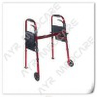 Deluxe Folding Walker, Two Button with 5" Whe