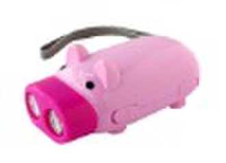 Pig hand pressing flashlight