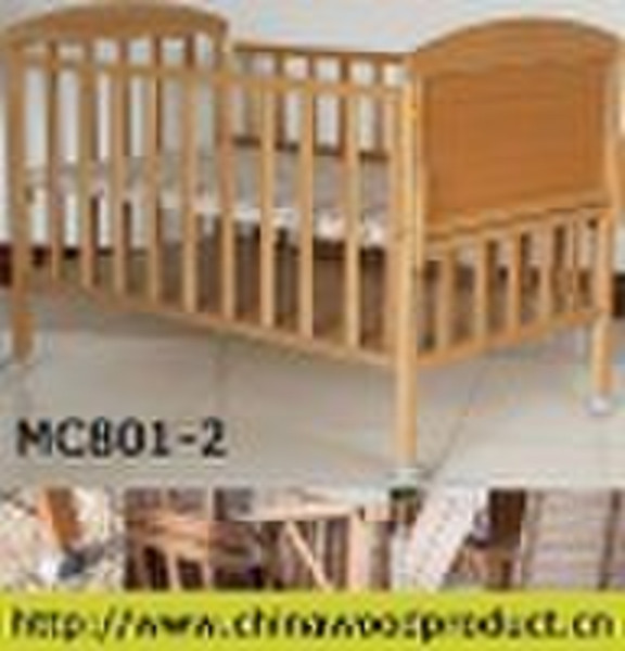 Wooden baby crib with stretchable function