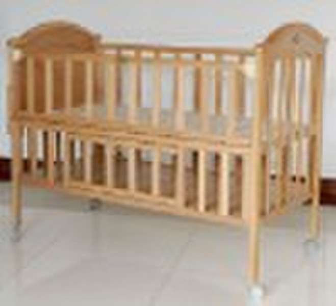 Solid wooden baby crib with stretchable function