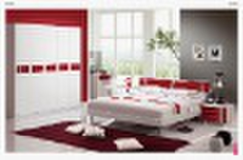 Red Style Adult Six-door Wardrobe Bedroom Suite