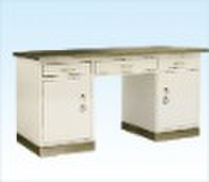 Working table with stainless steel surface and bot