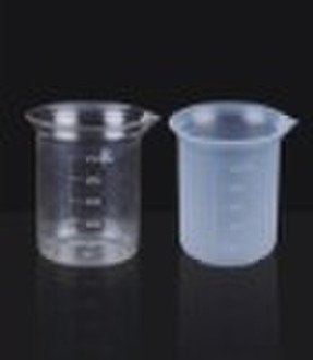 Transparent plastic beaker