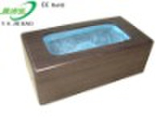 Solid wood shoe cover dispenser for hospital labs