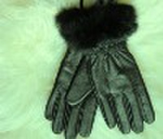 piece leather with fur cuff