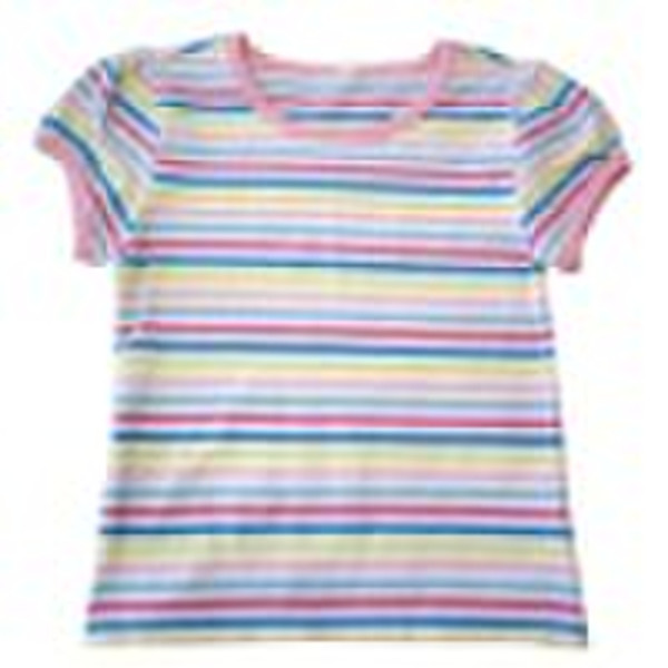 New round neck stripe 100% cotton kids t shirts su