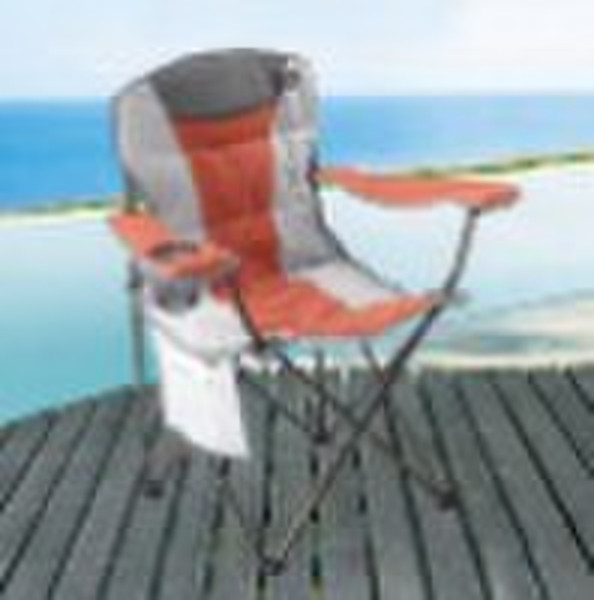 Deluxy paded folding chair with magazine holder