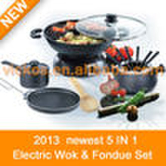 Elektrischer Wok und Pfanne Set