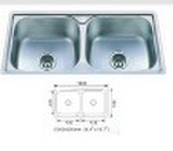 Double bowl stainless steel sink AP1050G