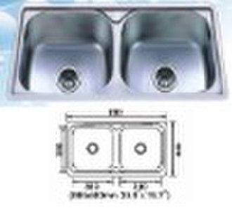 Stainless steel kitchen double bowl sink AP8650A