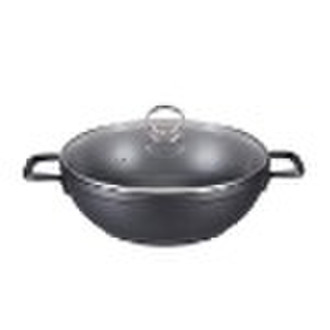 forged aluminum wok with two handles