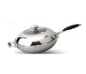 Tri-ply stainless steel paella pan