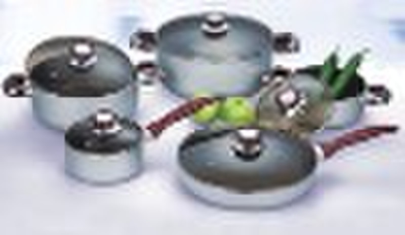 10pcs Soft Anodized Cookware Set