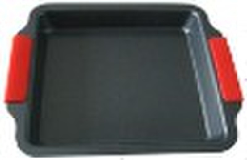 carbon steel square bake pan with silicone handle