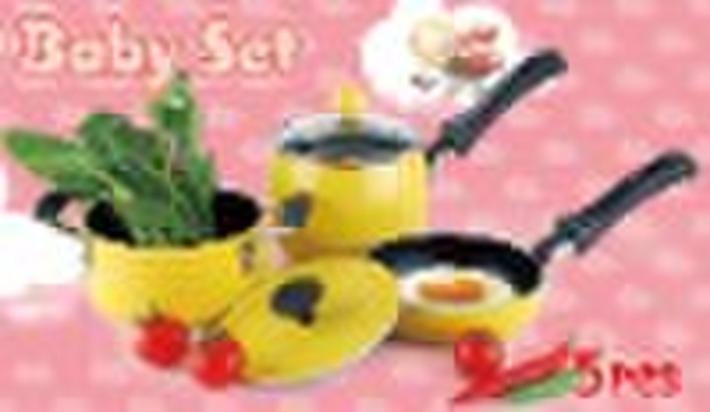 5pcs mini aluminium cookware with silicone handle