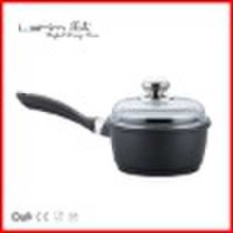 die-cast aluminum non-stick sauce pan with cast gl