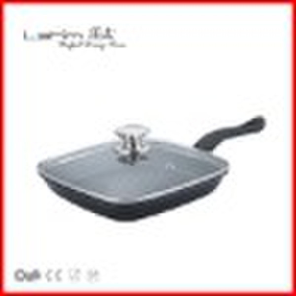 Aluminium-Druckguss Antihaft-Grillpfanne mit Glas l