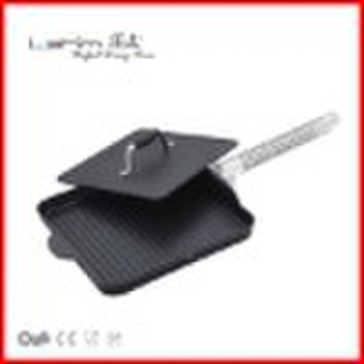 die-casting aluminum non-stick grill pan with two