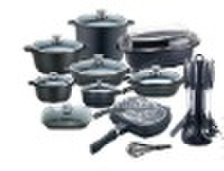 25pcs die-cast aluminum non-stick cookware set