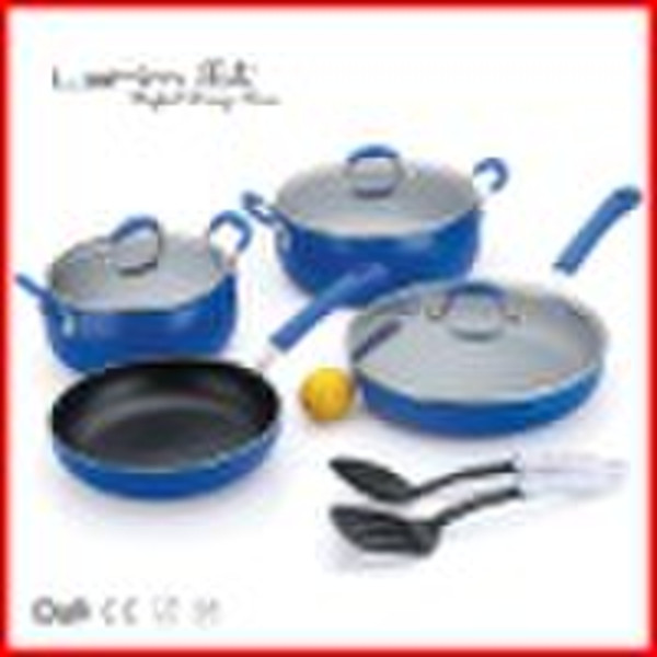 aluminum non-stick cookware set with s/s handle