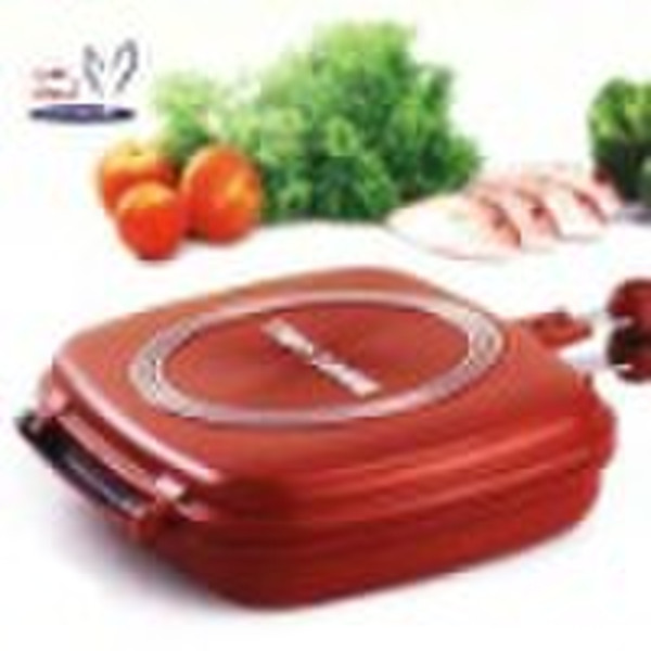 2pc Druckguss-Aluminium Doppel Grill Pan / Zwillinge p