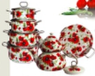 14pcs porcelain enamel non-stick cookware set &