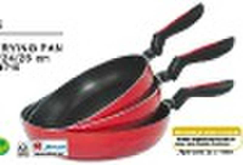 3pcs porcelain enameled  non-stick aluminium fryin