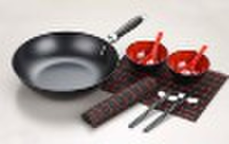 Carbon steel Non-stick Wok Set