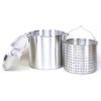 Aluminum stock pot with basket