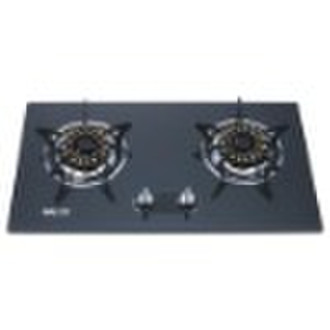 Double burner built in  gas stove with ceramic pan