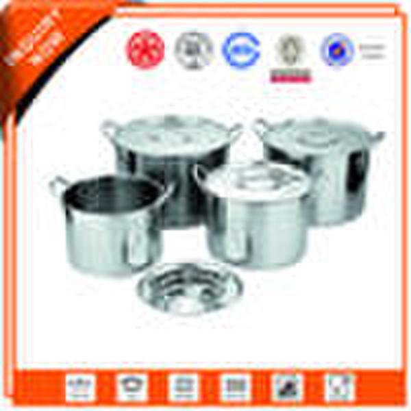 Stainless steel straight body stock pot big 4pcs