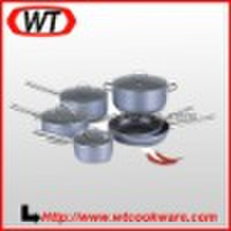 10 pcs aluminum non-stick cookware set with s/s ha