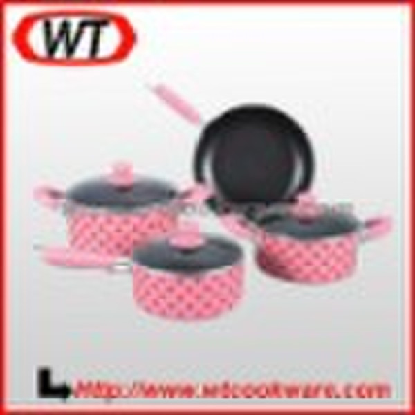 7 pcs silk screen nonstick cookware set