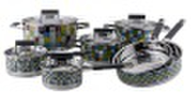 TP1468 12Pcs Decal Stainless Steel Cookware Set