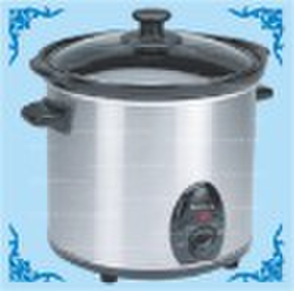 3.0qt Round Stainless Steel Slow Cooker