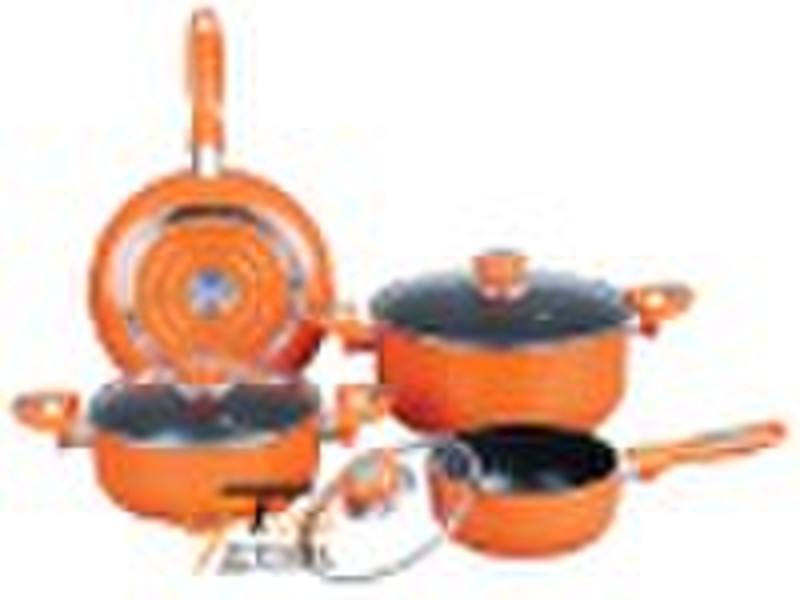 7pcs aluminium non-stick cookware set XT-0007I