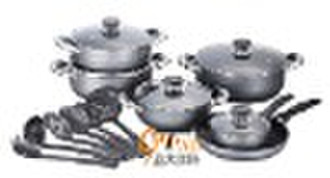 17pcs aluminium non-stick cookware set XT-0017A