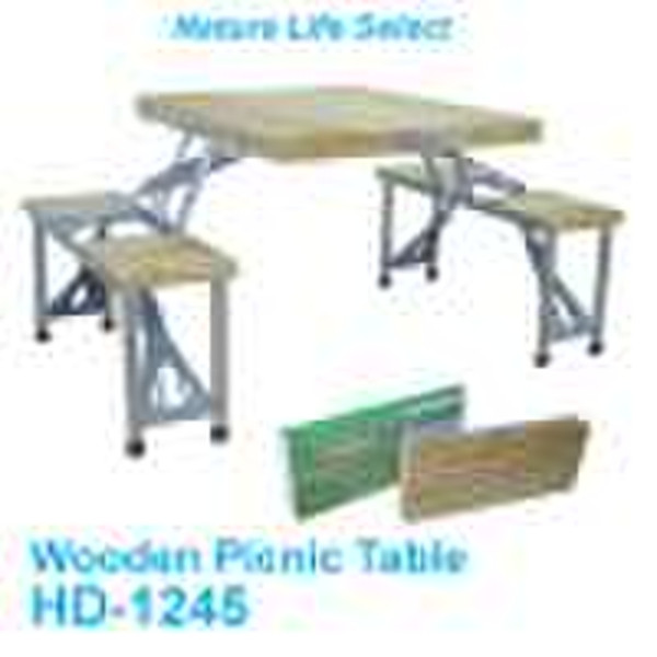 wooden portable picnic table