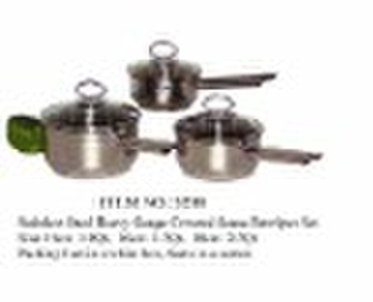 6PCS SET  HEAVY GAUGE STAINLESS STEEL SAUCEPOT