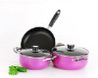 5pcs Cookware set with stainless steel handle+plas