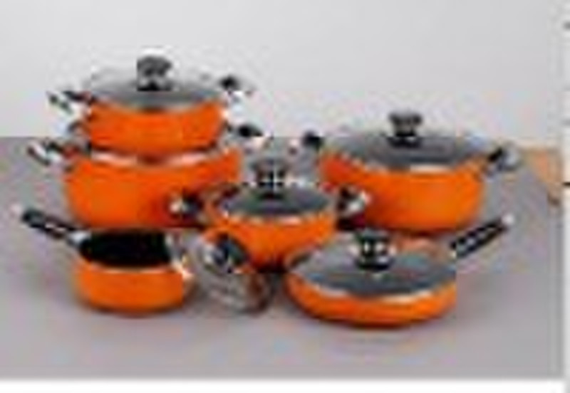 12pcs aluminum non-stick sauce pot cookware set hi