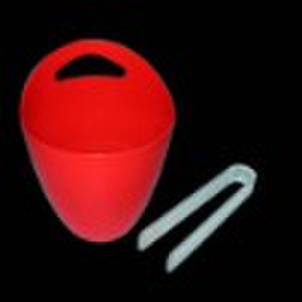 Plastic Ice  Pail and Tong Set