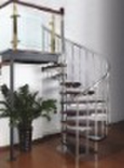 Stainless steel  and wood stair ,spiral stair,indo