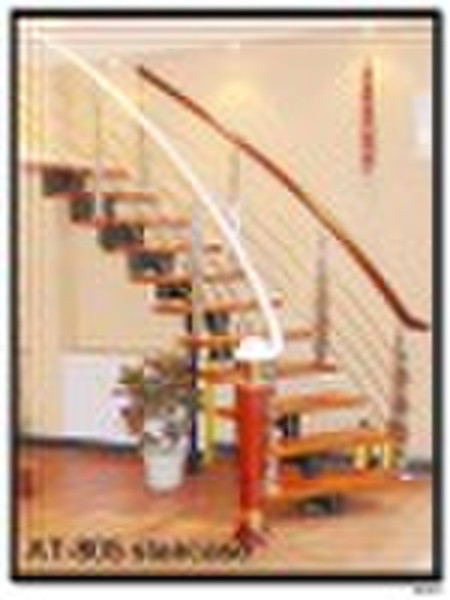 Carbon steel  and wood stair ,arc indoor stair