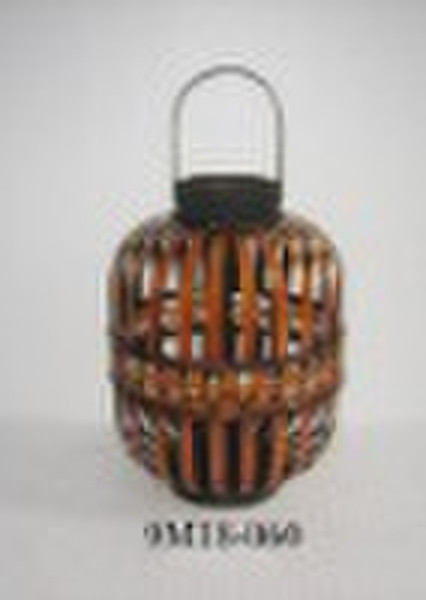 Bamboo lantern with metal lace
