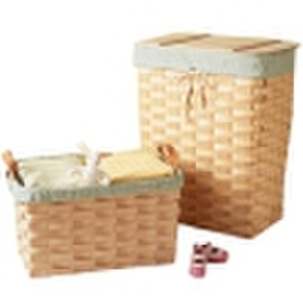 wooden woven laundry basket