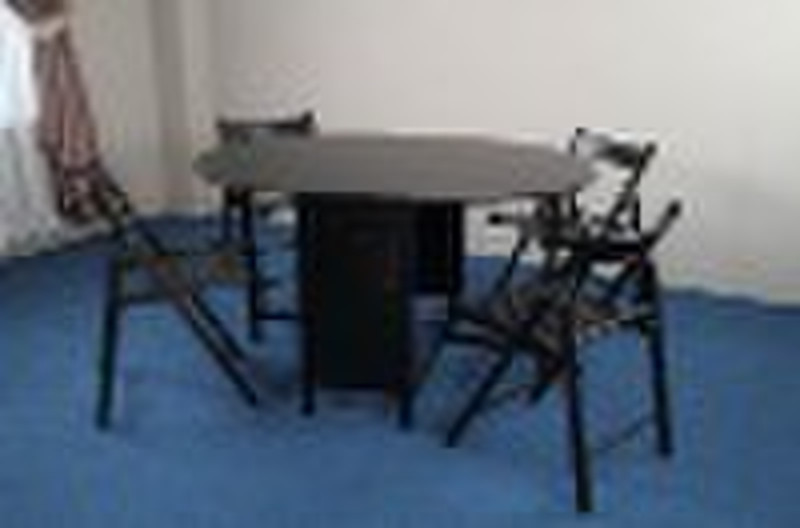 Butterfly Wooden Dining Set, one table and 4 folda