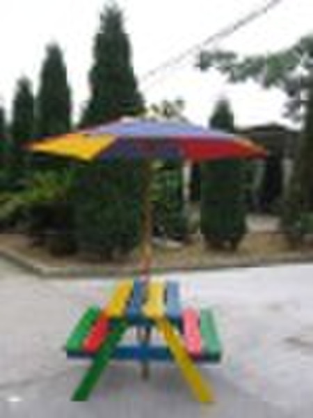 children's table and umbrella