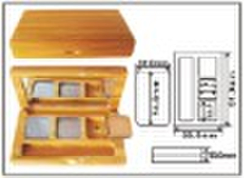 3 pots bamboo eyshadow case