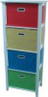 wooden storage rack with 4pcs nonwoven boxes